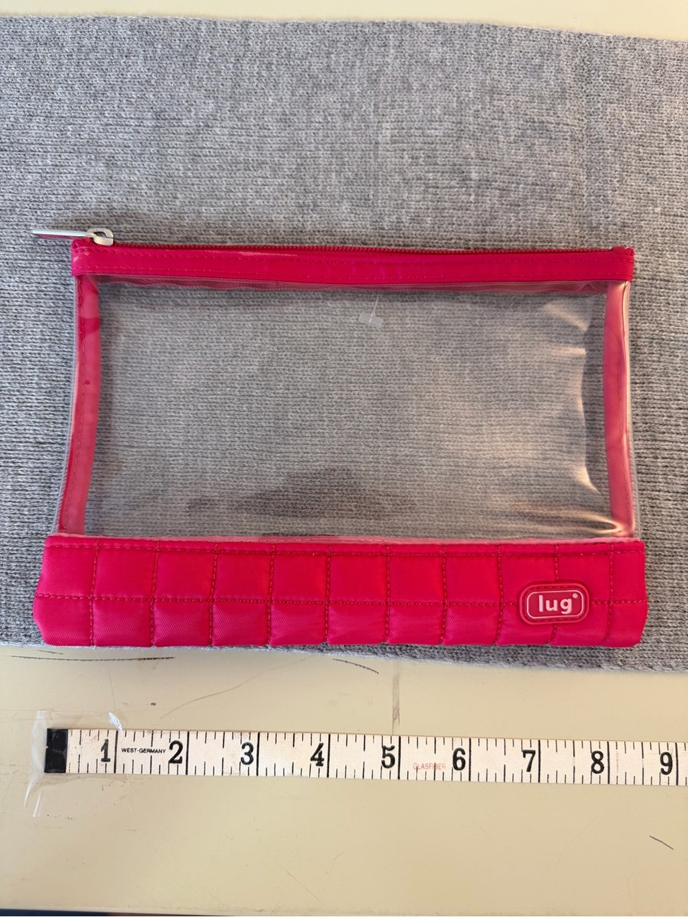 lug Clear Cosmetic Pouch with Hot Pink Quilted Trim